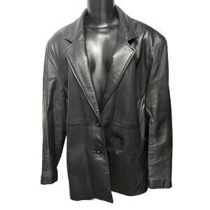 XL Wilsons Pelle Studio Womens 2 Button Soft Black Leather Jacket